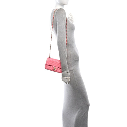 Mini Quilted Lambskin Flap Shoulder Bag - Tan