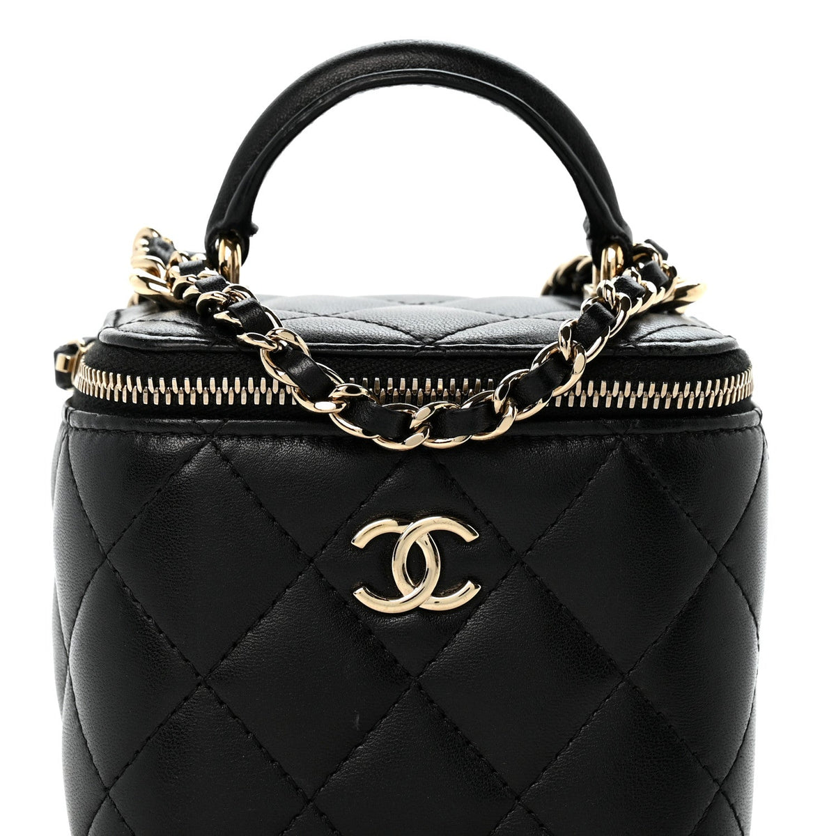 Mini Quilted Lambskin Handbag - Black