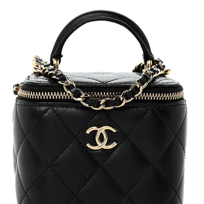 Mini Quilted Lambskin Handbag - Black
