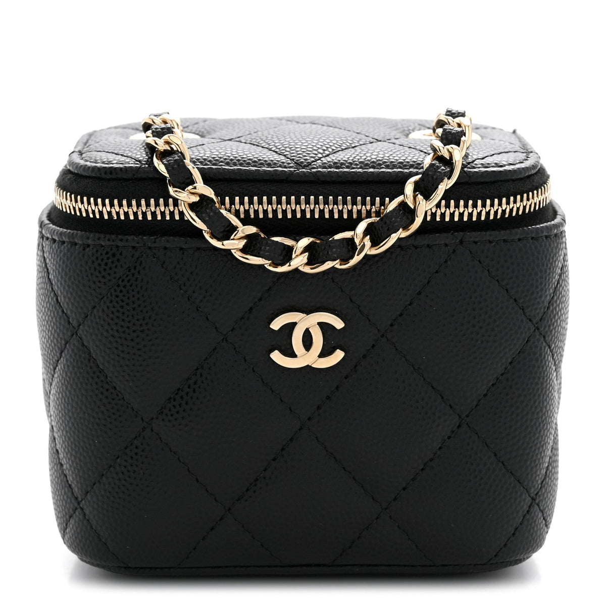 Mini Quilted Caviar Handbag - Black