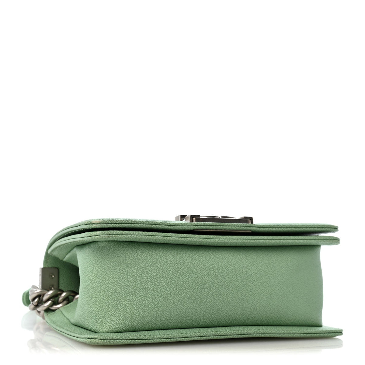 Small Quilted Caviar Flap Shoulder Bag - Green