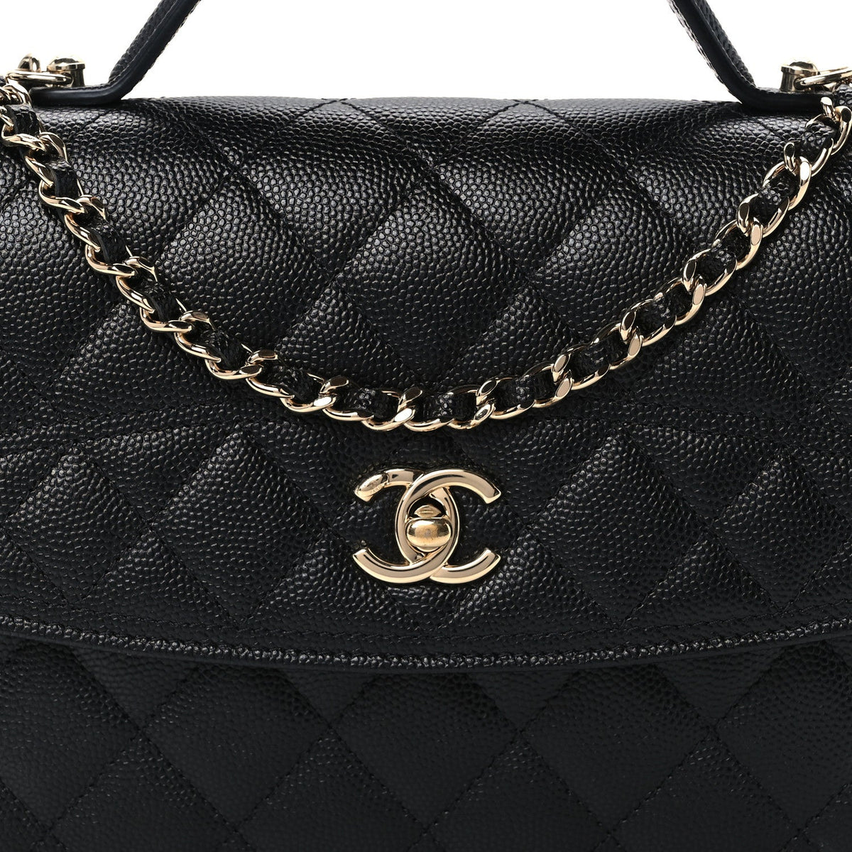 Quilted Caviar Clutch Bag - Black
