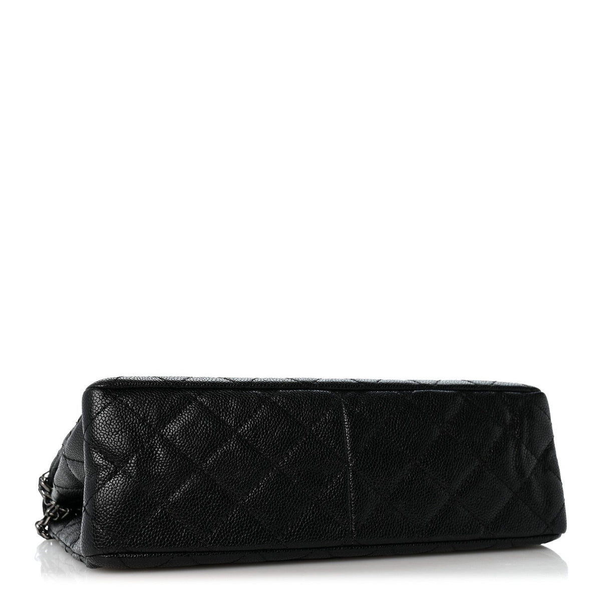 Quilted Caviar Flap Shoulder Bag - Black
