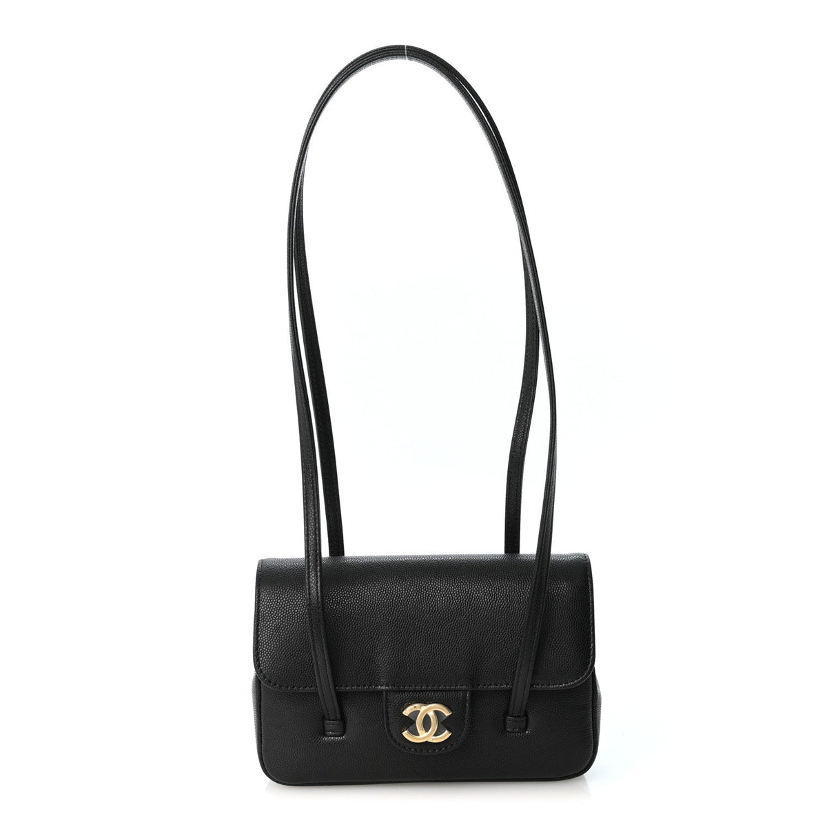 Mini Caviar Shoulder Bag - Black