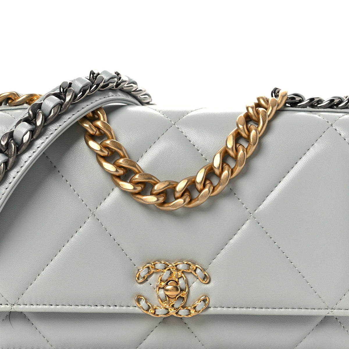 Quilted Lambskin Wallet Bag - Light Blue