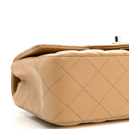 Mini Quilted Lambskin Flap Shoulder Bag - Tan