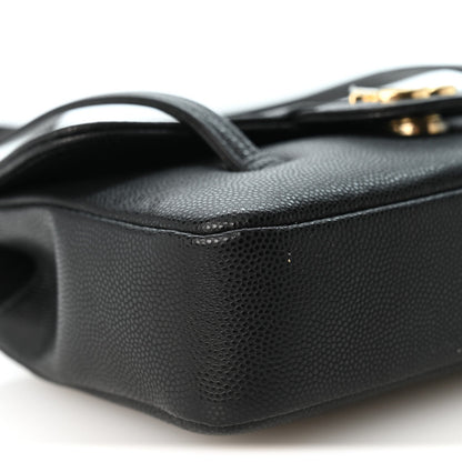 Mini Caviar Shoulder Bag - Black