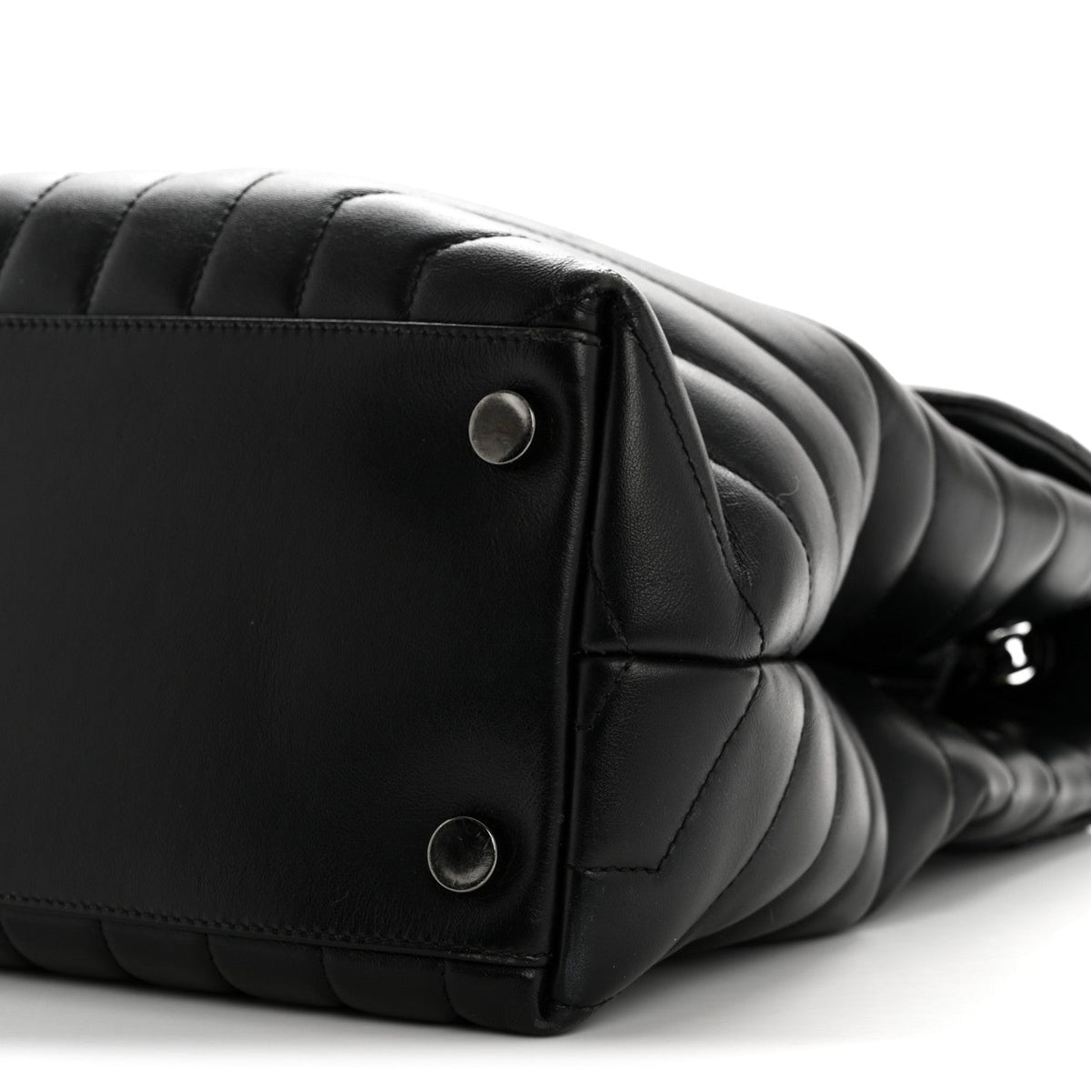 Large Quilted Calfskin Satchel Bag - Black