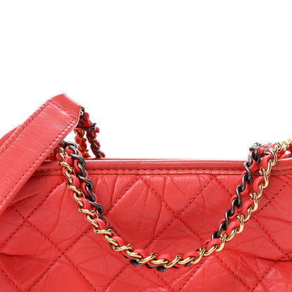 Small Quilted Calfskin Hobo Bag - Red