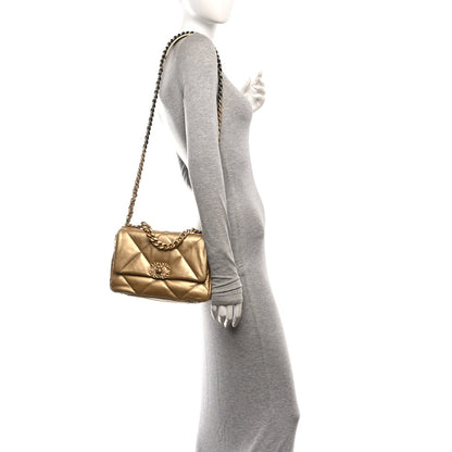 Medium Quilted Goatskin Flap Shoulder Bag - Gold
