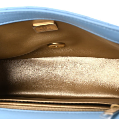 Mini Quilted Lambskin Flap Shoulder Bag - Light Blue
