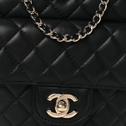 Large Quilted Lambskin Handbag - Black