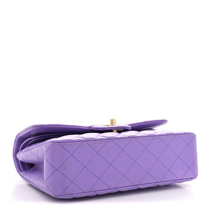 Small Quilted Caviar Flap Shoulder Bag - Purple