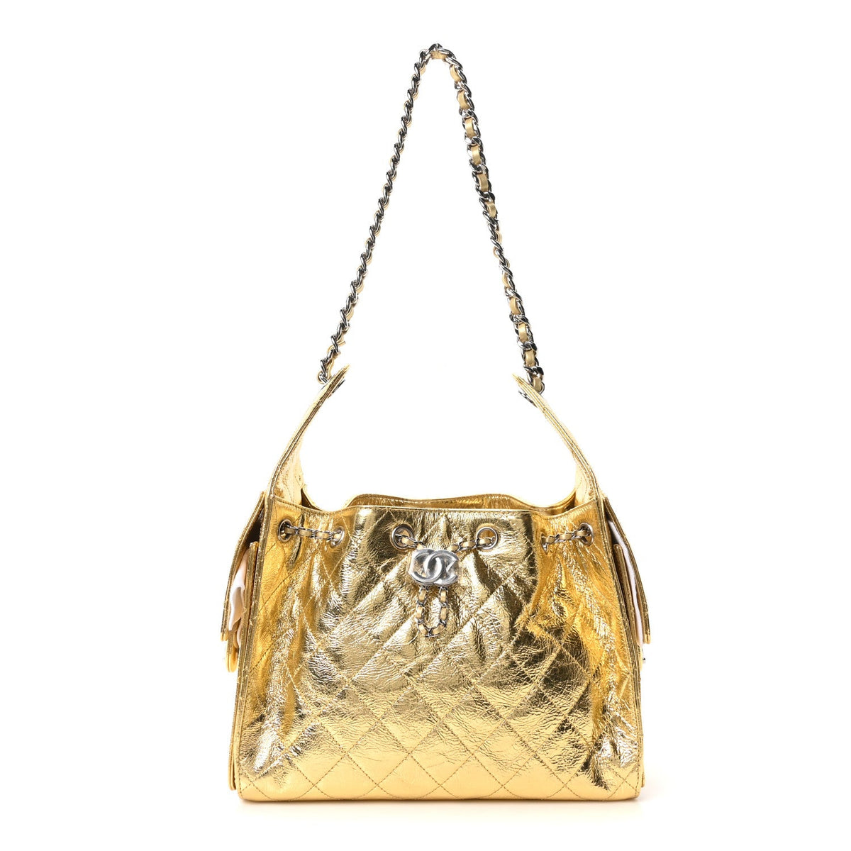 Small Quilted Calfskin Handbag - Gold