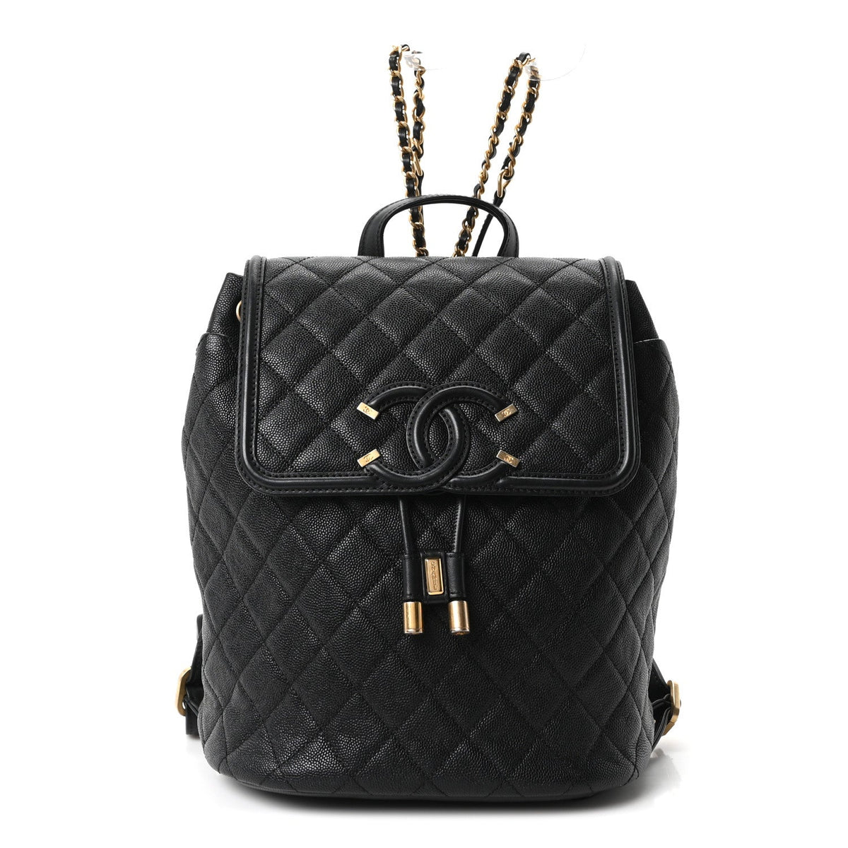 Quilted Caviar Backpack - Black