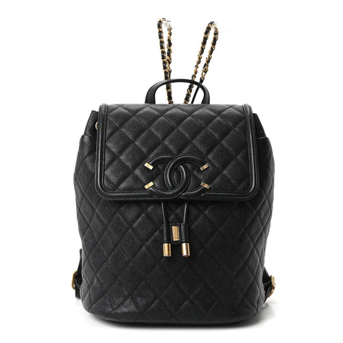 Quilted Caviar Backpack - Black