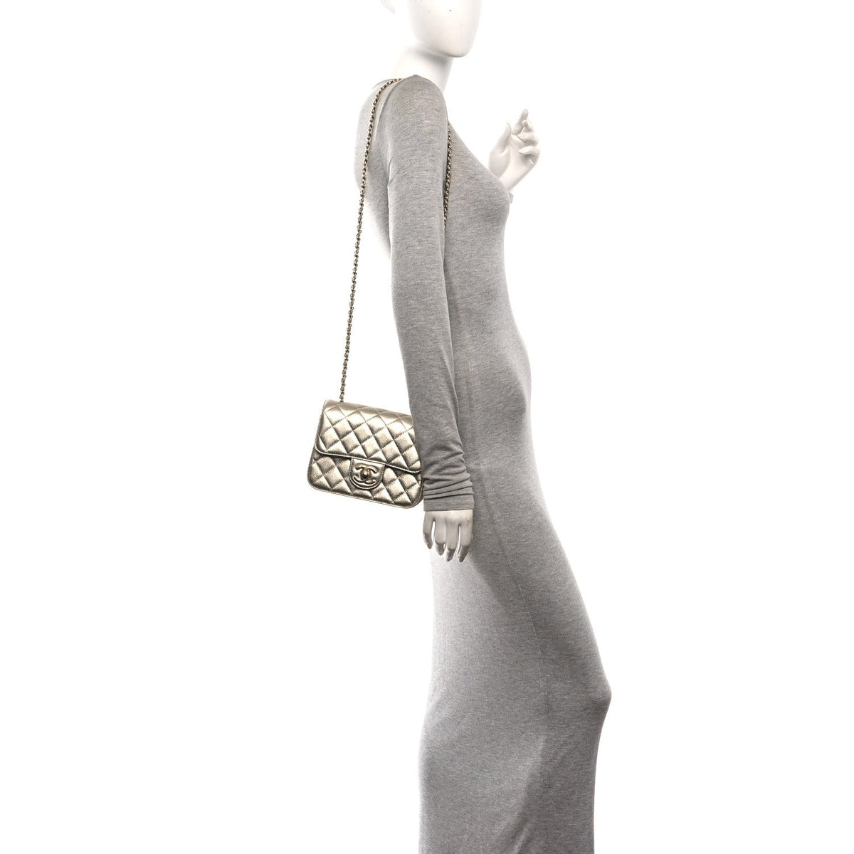 Mini Quilted Caviar Flap Shoulder Bag - Gold