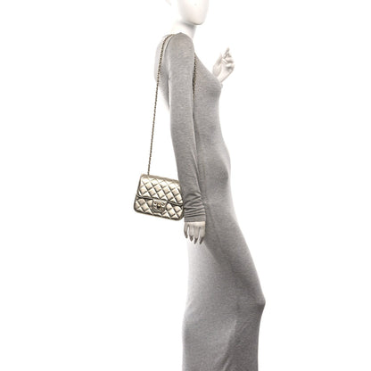 Mini Quilted Caviar Flap Shoulder Bag - Gold