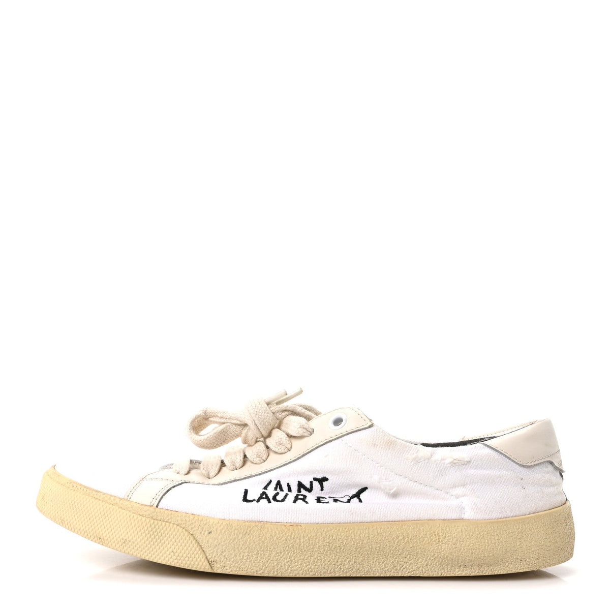 Distressed Canvas Court Classic Sneakers Panna