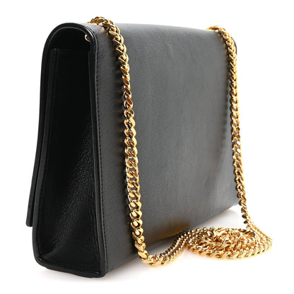 Medium Lambskin Satchel Bag - Black