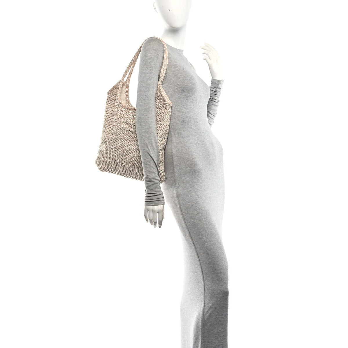 Miu Miusequin Mesh Ivy Bag Cipria Handbag