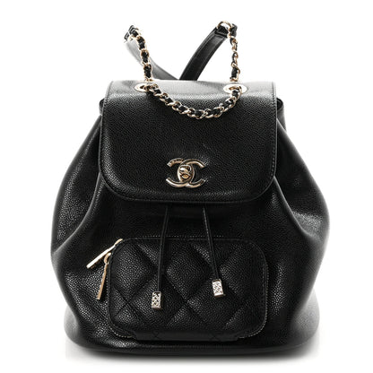 Mini Quilted Caviar Backpack - Black