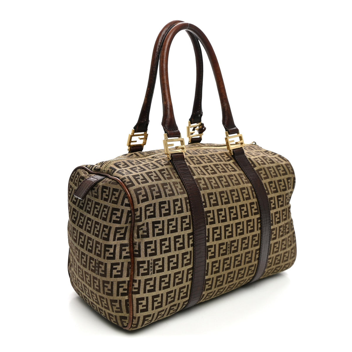 Zucchino Vitello Boston Mogano Panna Bru Handbag