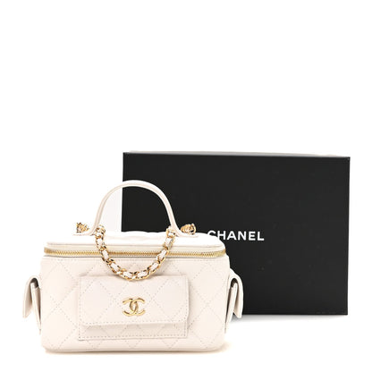 Quilted Caviar Handbag - White