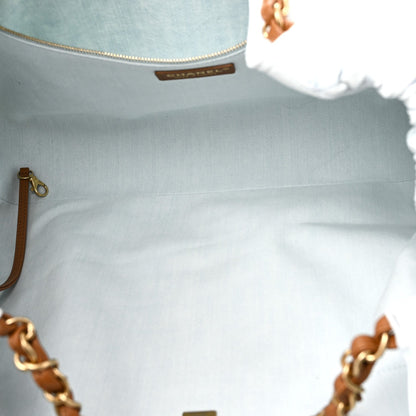 Small Quilted Calfskin Tote Bag - Light Blue