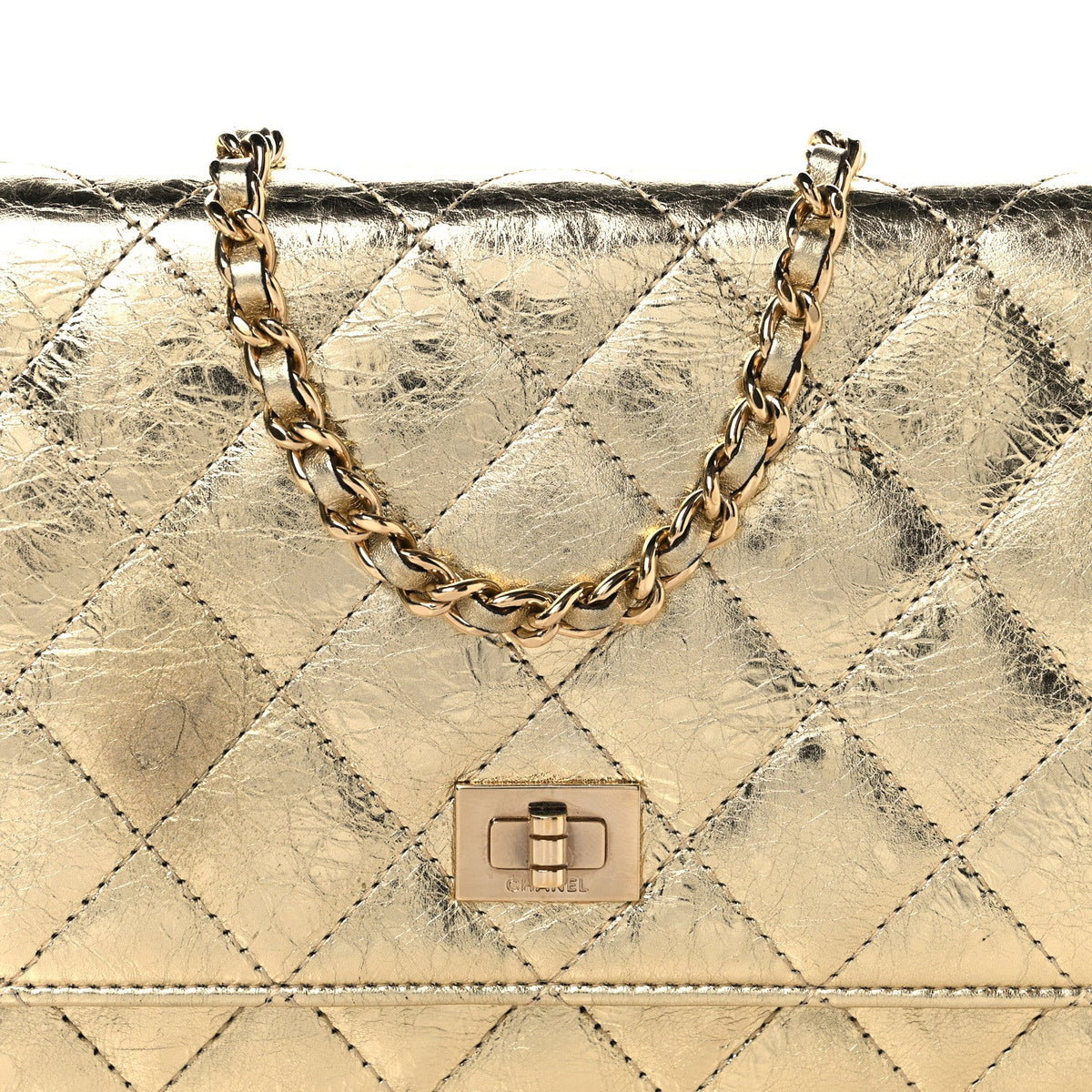 Quilted Calfskin Wallet Bag - Gold