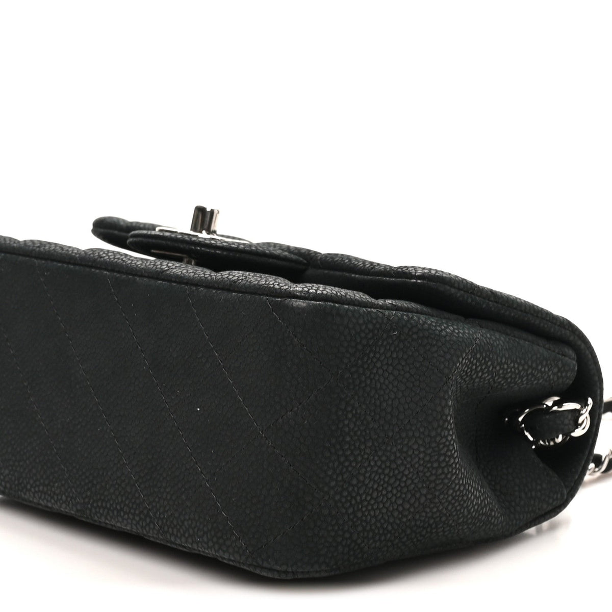 Mini Quilted Caviar Flap Shoulder Bag - Black