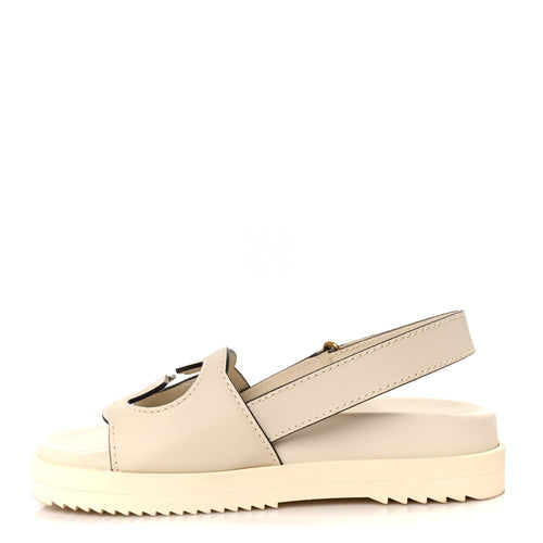 Cosmos Softy Calfskin Interlocking G Slingback Sandals Mystic White