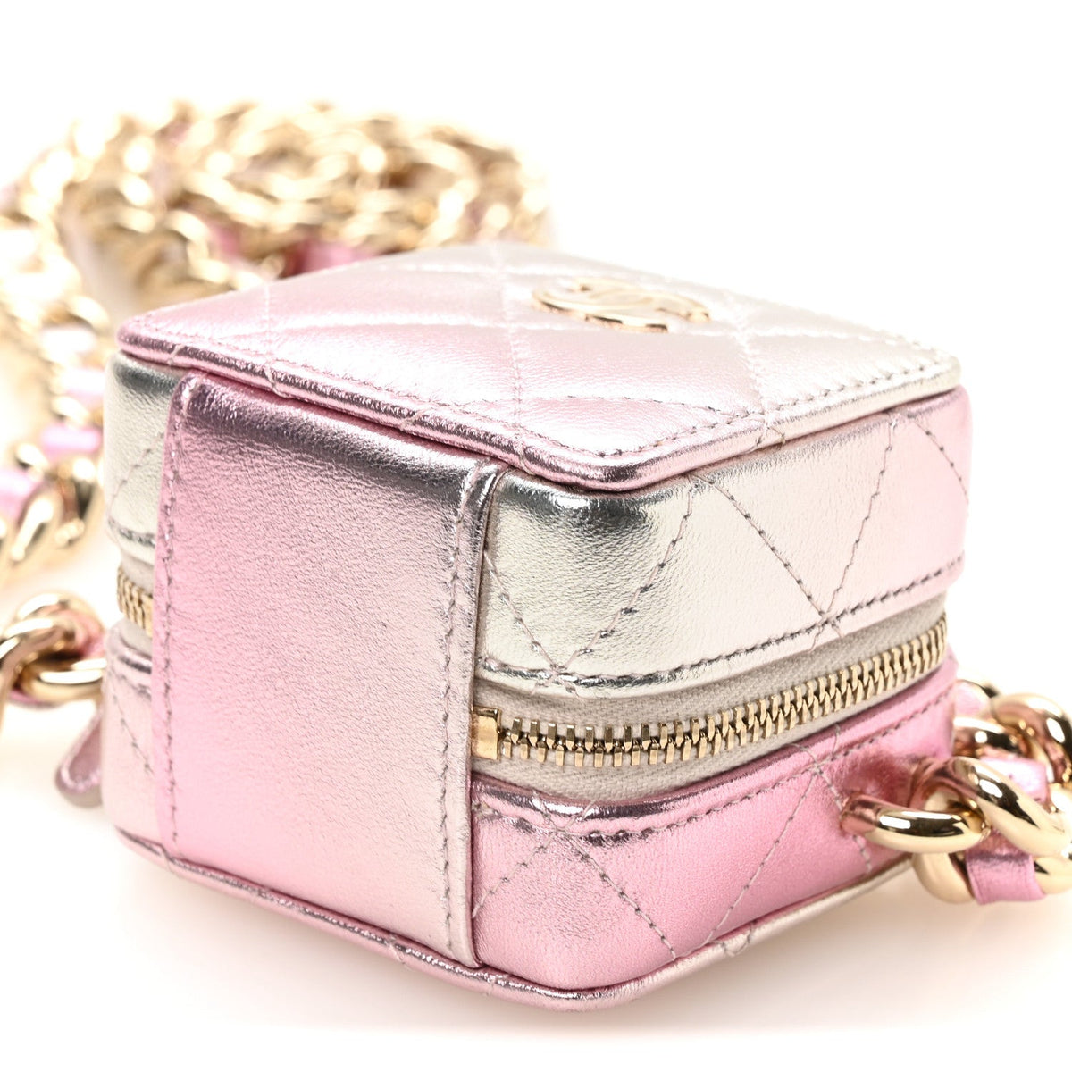 Quilted Lambskin Clutch Bag - Gold