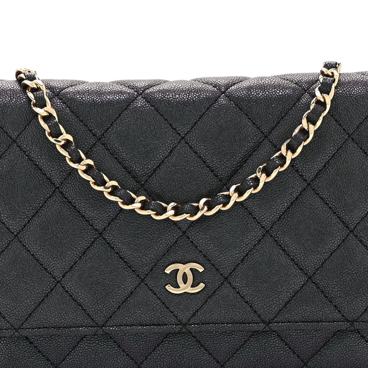 Quilted Caviar Wallet Bag - Blue