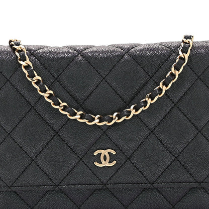 Quilted Caviar Wallet Bag - Blue