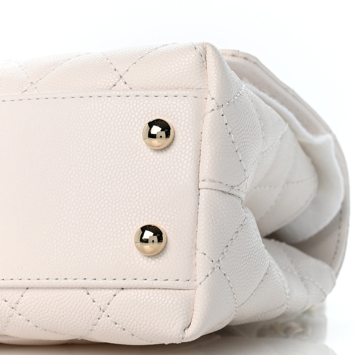 Mini Quilted Caviar Flap Shoulder Bag - White