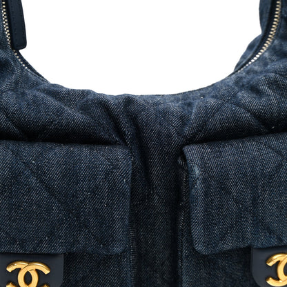 Maxi Quilted Hobo Bag - Blue