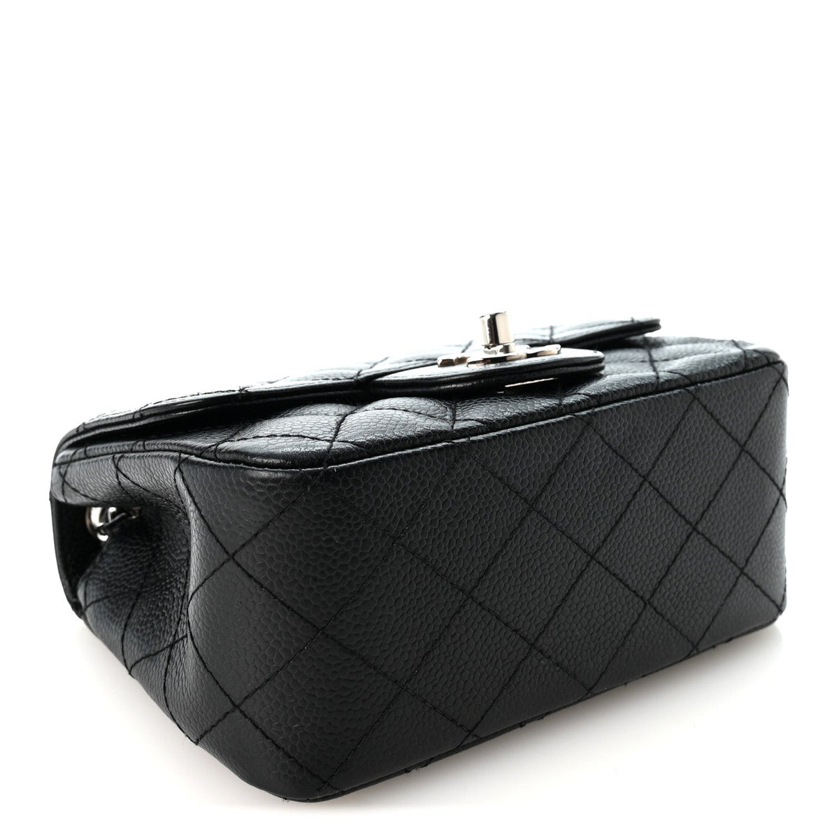 Mini Quilted Caviar Flap Shoulder Bag - Black