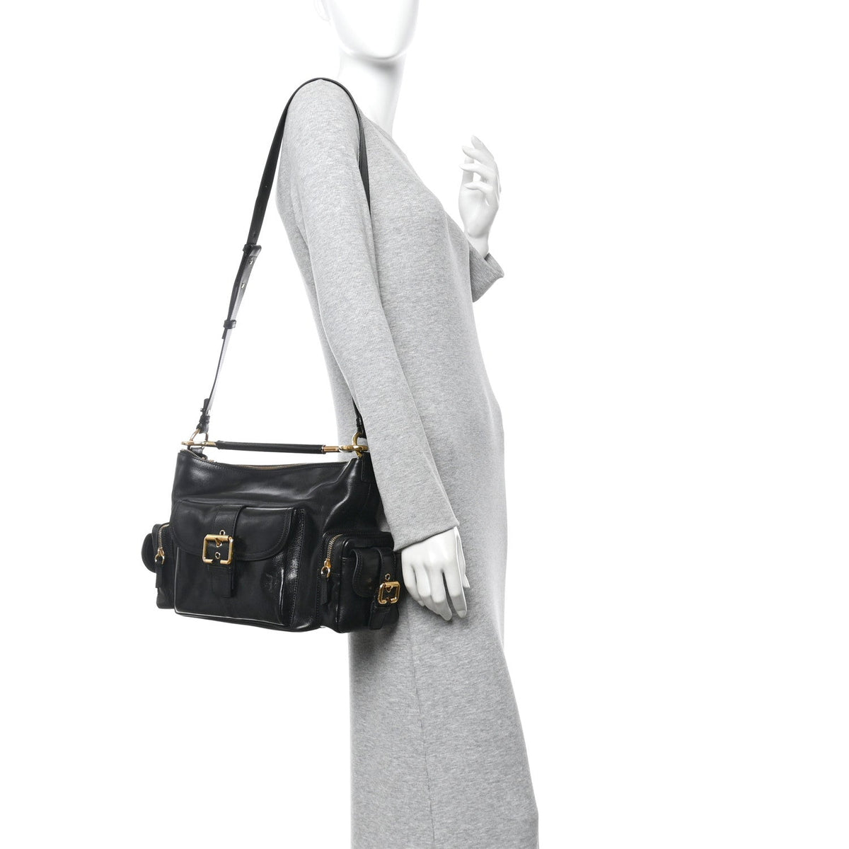 Medium Calfskin Crossbody Bag - Black
