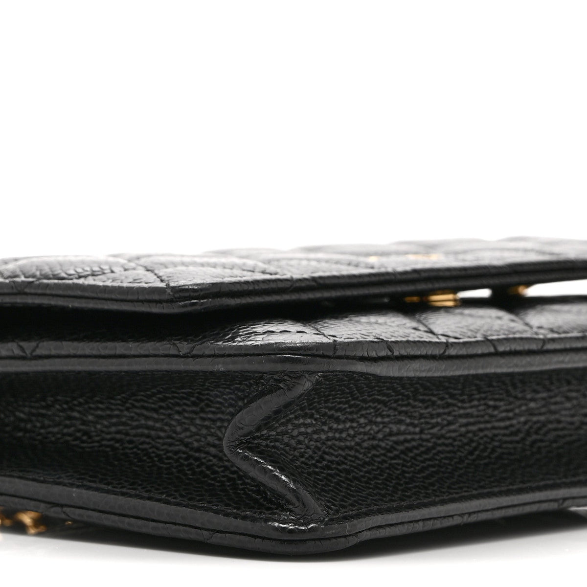 Quilted Caviar Wallet Bag - Black