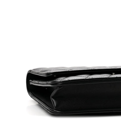 Quilted Caviar Wallet Bag - Black
