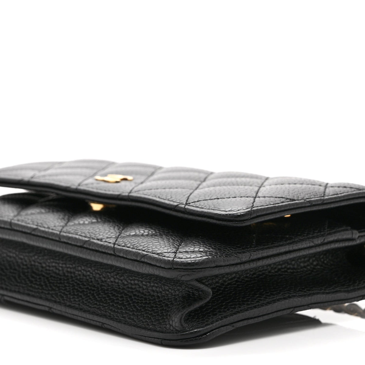 Quilted Caviar Wallet Bag - Black