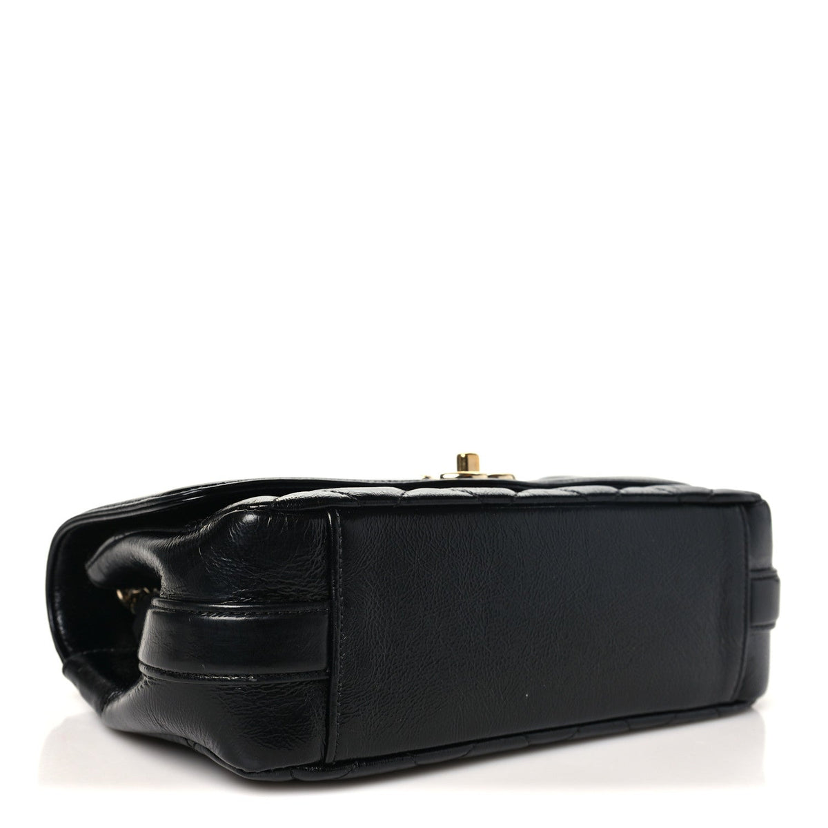 Small Quilted Lambskin Flap Shoulder Bag - Black