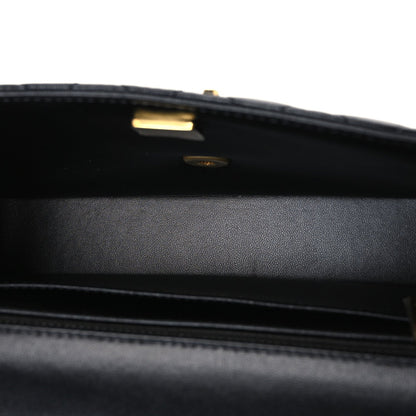 Small Quilted Lambskin Flap Shoulder Bag - Black