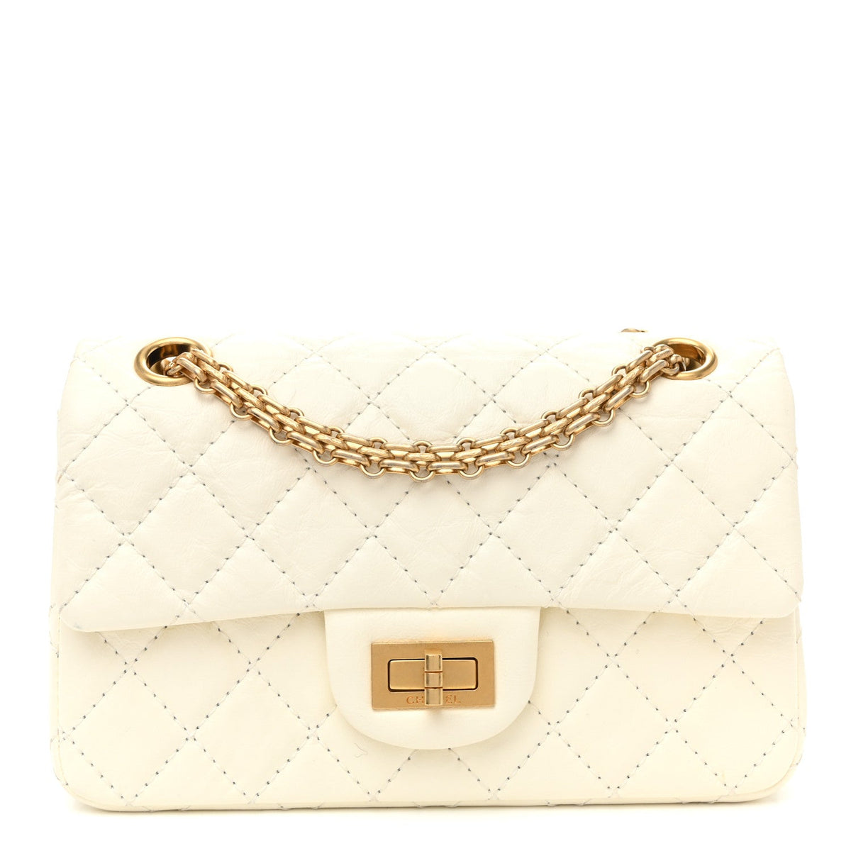 Mini Quilted Calfskin Flap Shoulder Bag - White