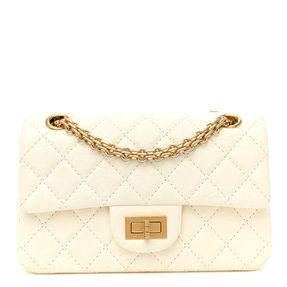 Mini Quilted Calfskin Flap Shoulder Bag - White