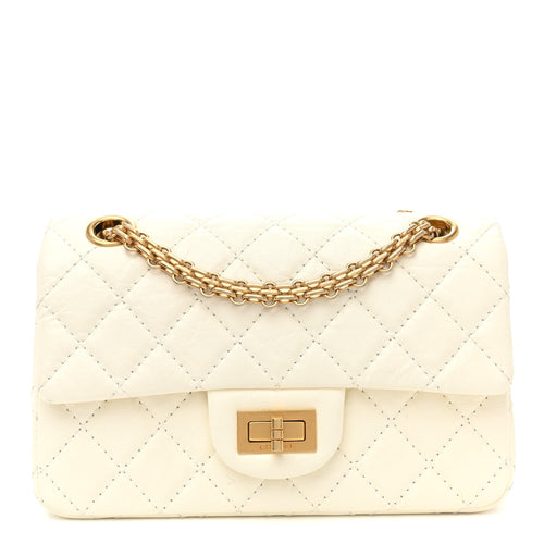 Mini Quilted Calfskin Flap Shoulder Bag - White