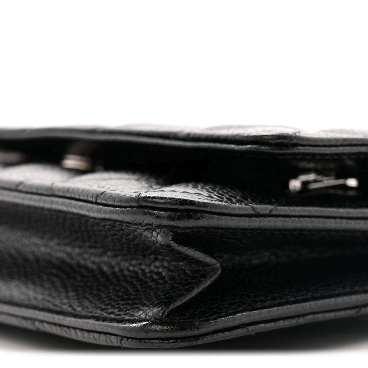 Quilted Caviar Wallet Bag - Black