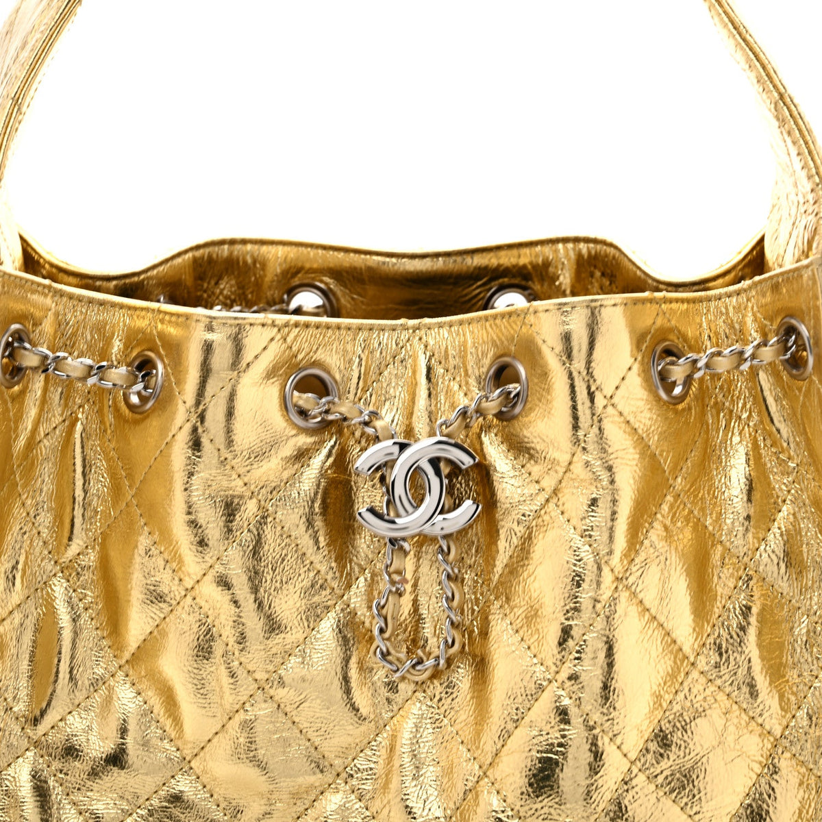 Small Quilted Calfskin Handbag - Gold