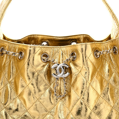 Small Quilted Calfskin Handbag - Gold